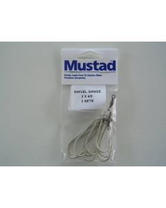 Mustad Pre-Rigged Swivel Gang Hooks 4/0 3 Hooks 3 Sets