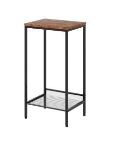 Levede Industrial Side Table 2-Tier Shelf End Table for Small Space Retro Brown