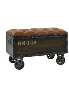 Stylish Solid Wood Storage Bench with Faux Leather Upholstery - 80.5x40cm