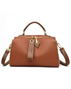 Crossbody Tote Bag Solid PU Leather Shoulder Women (Yellow)