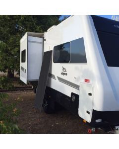 Black Caravan RV Fridge Vent Shade Screen with Sail Track 95% shade rating