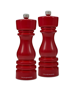 18cm Cole & Mason London Salt & Pepper Grinder Mill Gift Set - Red Gloss