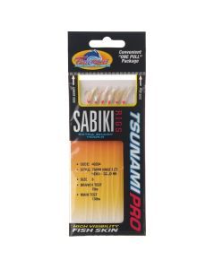 Size 6 Tsunami 6 Gold Hook Sabiki Rig with TS68R Hage Red Head Flash and Beads