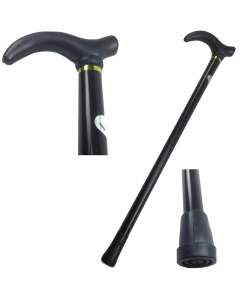 Black Metal Walking Stick - Compact Extendable Travel Pole (Adjustable & Lightweight)