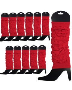 12x Red Leg Warmers Bulk Pack - Womens Dance Costume/80s Party