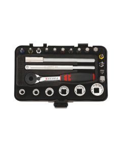 23pcs 1/4" Socket Wrench Assortment Set Ratchet in Metal Box