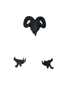 3-Piece Sheep Head Wall Decor Set - Black Resin Art Deco