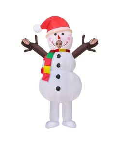 Inflatable Snowman Costume with Red Hat and Scarf