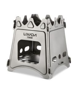 Compact Folding Titanium Wood Stove Silver