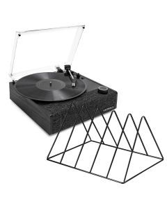 Victrola Eastwood II Turntable - Black + Gadhouse Vinyl Rack Bundle - Black