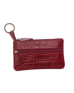 Pierre Cardin Womens Genuine Leather RFID Coin Purse Wallet - Red Croc