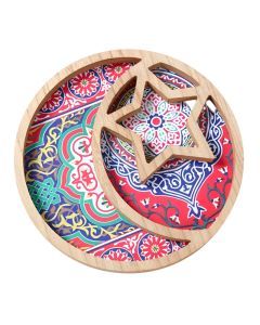 Eid Mubarak Wooden Dessert Tray with Star & Moon