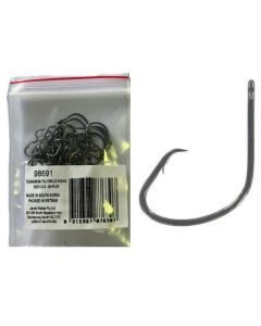 50 Pack of Tsunami Size 6 Black Nickel Mutsu Circle Hooks - Chemically Sharpened