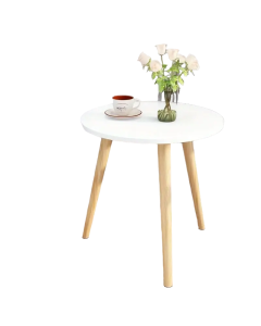 Round End Table with Solid Wood Legs
