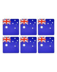 6pc Australia Flag Coasters - Aussie Souvenir Drink Holders/Placemats