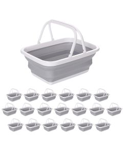 20x 9L Collapsible Laundry Basket w Handles Bulk Pack -Grey/White (Folding Clothes Bin)