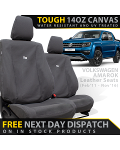 Volkswagen Amarok 2H (Leather Seats) Retro Canvas 2x Front Row Seat Covers (In Stock)