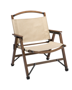 Bamboo Canvas Folding Camping Chair - Khaki/Beige (Outdoor Wooden Travel Furniture)