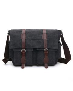 Men's Canvas Business Messenger Shoulder Bag (Black)