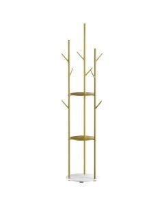 Levede Coat Rack Hat Clothes Stand Hanger Garment Hook Tree Metal Organizer Gold
