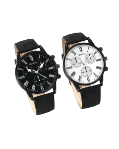 Couple Leather Quartz Watches Set