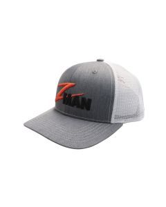 Zman Heather Grey/White Premium Trucker Cap - Fishing Hat with Snap Closure