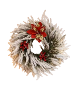 White Christmas Wreath with Red Berries