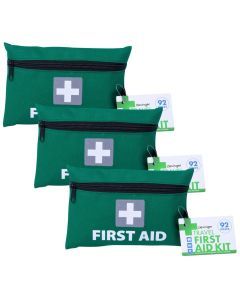 3x 92pcs Travel First Aid Kit Bulk Pack - Emergency Medical Set for Work/Offices/Family