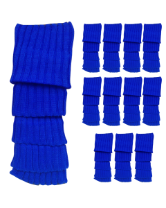 12x Blue Ribbed Leg Warmers Bulk Pack - Womens Dance Costume/80s Party