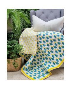 Kolka GOTS Organic Cotton Reversible Baby Quilt (100x120cm) - Blue Pineapple