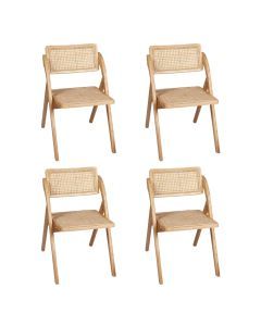Levede 4x Foldable Dining Chairs Accent Wooden Chair Rattan Furniture Lounge