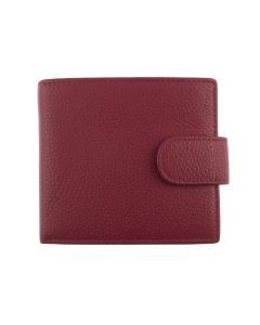 Dents Mens RFID Pebble Grain Bifold Press Stud Wallet - Berry (with Coin Pocket)