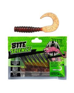 8 Pack of 2.5 Inch Bite Science Dirty Grubs Soft Plastic Lures - Bloodworm