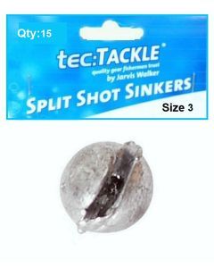 15 x Jarvis Walker 3 Split Shot Sinkers - Pre Packed 3 Split Shot Fishing Sinkers