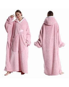 Extra Long Hooded Flannel Wearable Blanket