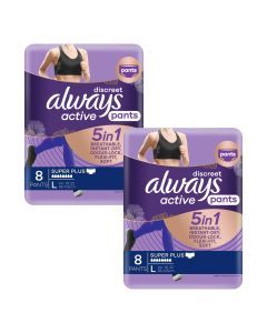 Always Discreet 5 in 1 Pants Large 16-22 95-125cm 8 Pack x2