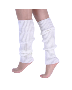 1 Pair White Ribbed Leg Warmers - Womens Dance Costume/80s Party