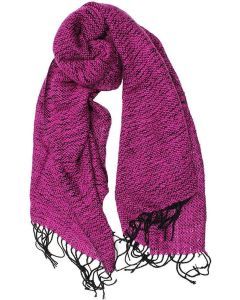 Dents Womens Soft Knit Chunky Scarf with Tassels - Black/Magenta