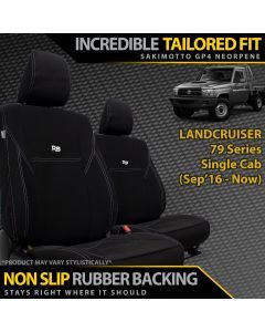 Razorback 4x4 GP4 Standard Neoprene 2x Front Seat Covers suitable for a Toyota Landcruiser 79 Single Cab (Sep 2016+) (Available)