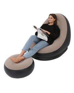 Portable Folding Inflatable Sofa - Lazy BeanBag Lounger for Living Room- Brown