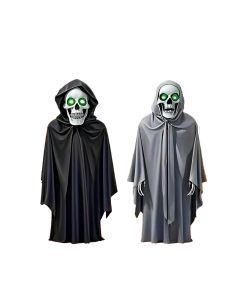 Halloween Skeleton Figurines with Glowing Eyes (2pcs)
