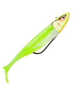 2 Pack of Rigged 9cm Storm Biscay Shad Soft Body Fishing Lures - Hot Chartreuse