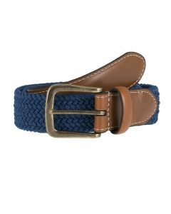 Dents Mens Elastic Stretch Belt Leather End Webbing - Ocean