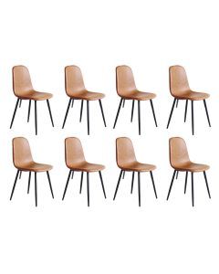 Levede 8x Dining Chairs Kitchen Eames Accent Chair Lounge Room Padded PU Leather