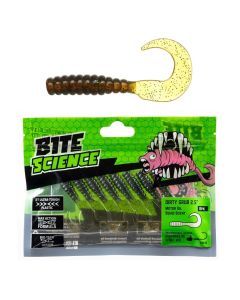 8 Pack of 2.5 Inch Bite Science Dirty Grubs Soft Plastic Lures - Motor Oil