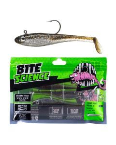 3 Pack of 5 Inch Bite Science Thump Shad Rigged Soft Plastic Lures - Bling Bait