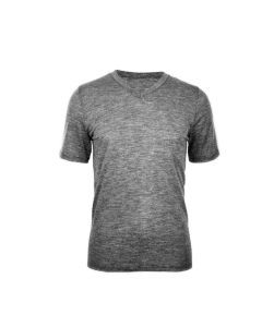 MERINO SKINS Mens Classic V-Neck Thermal T-Shirt - Soft Grey Marle (Short Sleeve Wool Tee)