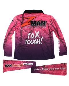 Size 5XL Zman Pink Ladies Long Sleeve Tournament Fishing Shirt with Collar