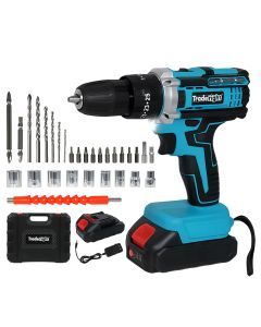 Traderight 21V Cordless Drill Driver Kit Impact Hammer with 2×2.0Ah Batteries