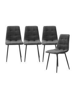 Levede 4x Dining Chairs Kitchen Velvet Chair Lounge Room Retro Padded Seat Grey